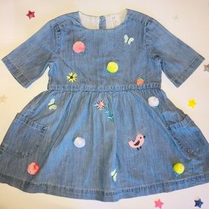 H&M Kids’ Spring Embroidered Denim Flare Dress